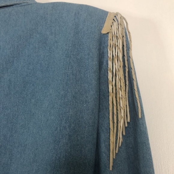 VINTAGE DOUBLE D RANCH BEADED WOMENS DENIM JACKET SUEDE FRINGE - Picture 14 of 16
